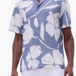 Bugatchi Light Blue and White Floral Shirt especial edition Sz S NWT $248
